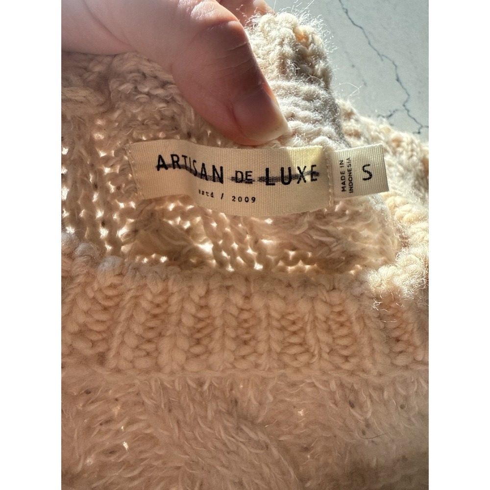 Artisan de Luxe Anthropologie Chunky Oversized Knit Sweater Small Beige Tan - Picture 3 of 6